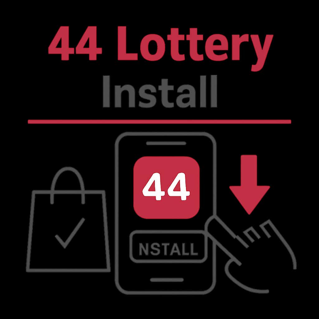 Illustration detailing the APK download and installation process for 44 Lottery.