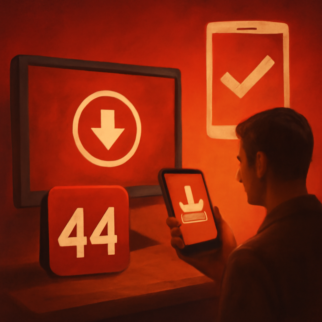 Illustration detailing the APK download and installation process for 44 Lottery.