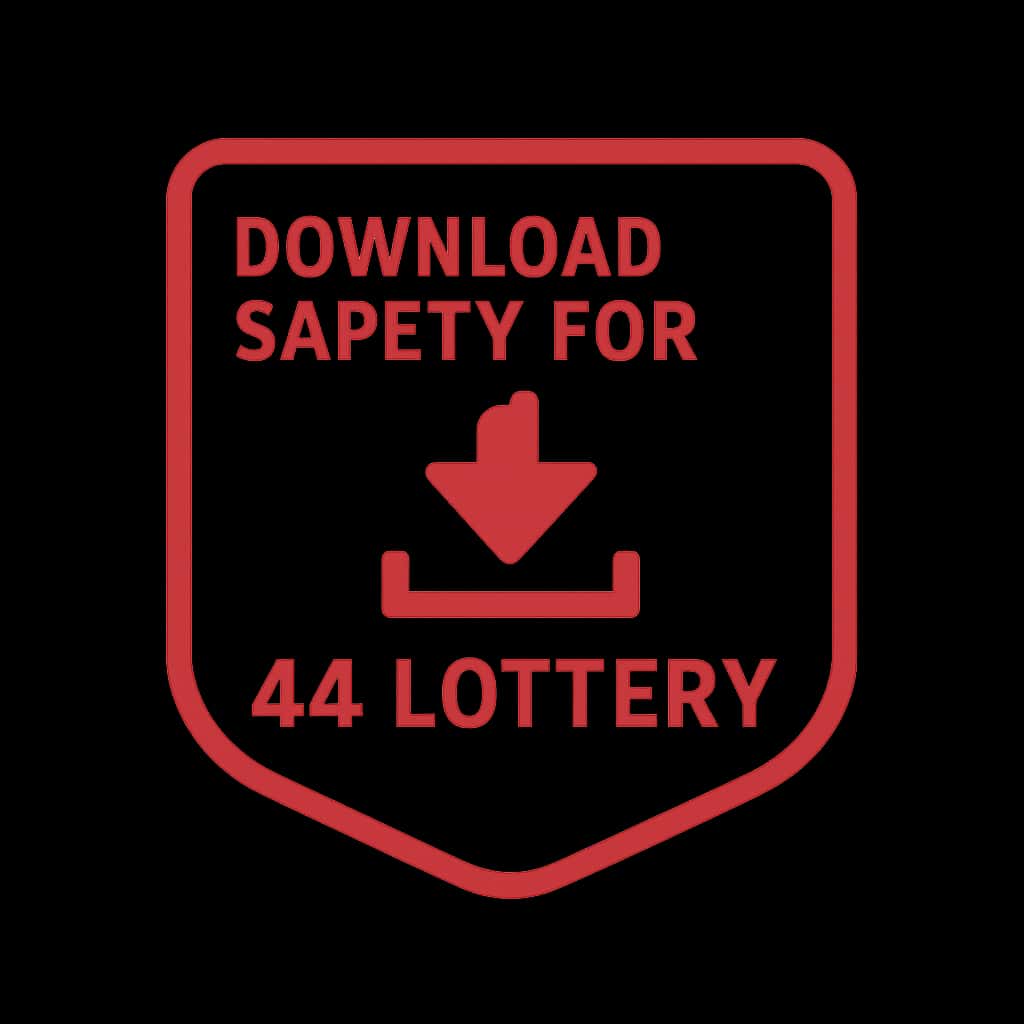 An icon highlighting the download safety measures for the 44 Lottery app.