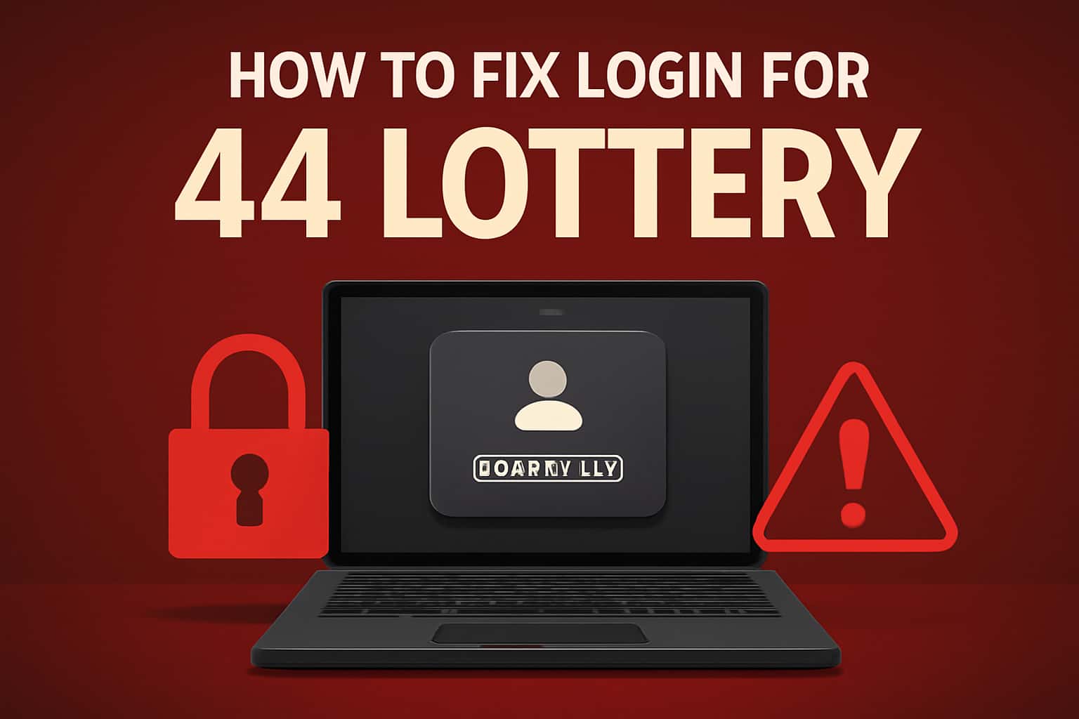 A futuristic scene depicting login troubleshooting for 44 Lottery.