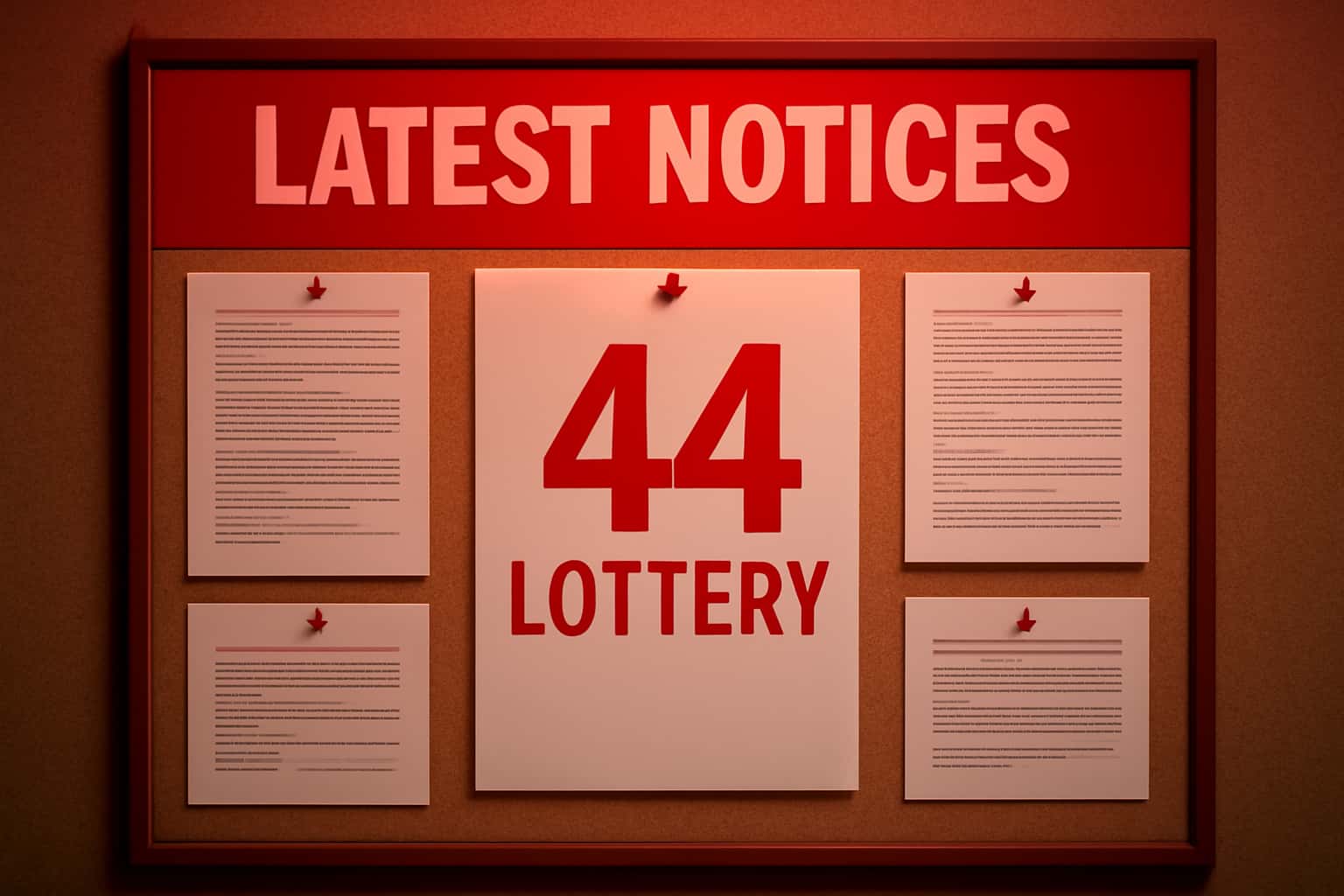 An informative scene depicting the Latest 44 Lottery Notices with prominent text.